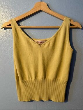 Cumar Italy Lemon V-Neck Ribbed Top